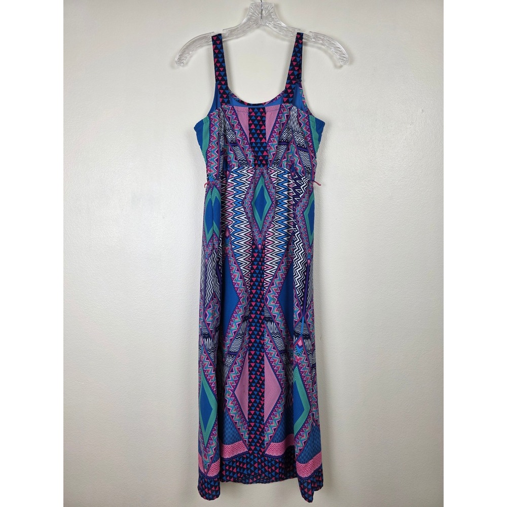 Paper Doll Maxi Dress Womens 12 Sleeveless Blue Pink Summer Casual Babydoll Boho